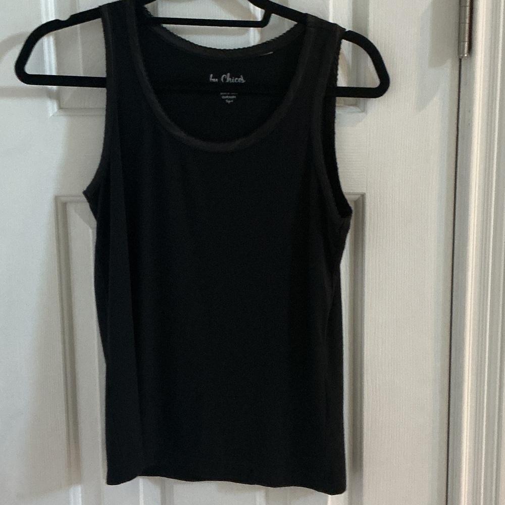 Chico’s Black Tank w/ Satin Trim
